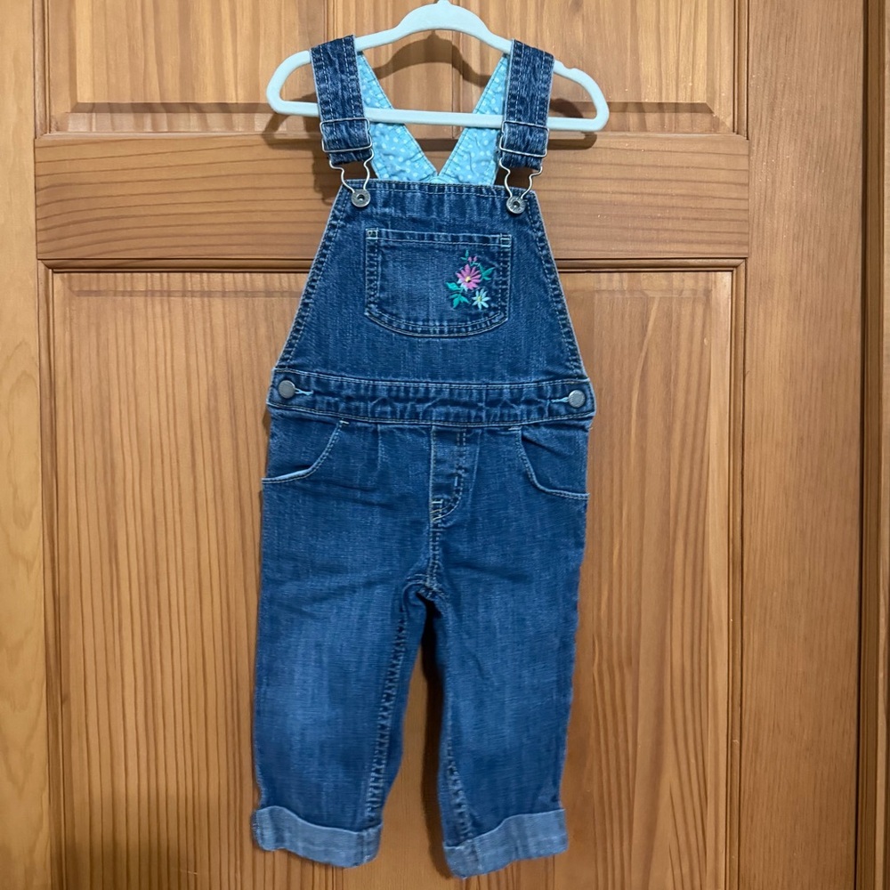 Genuine Kids from OshKosh Toddler Girl's Denim Overalls Embroidered Flowers